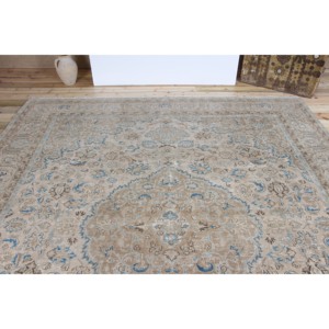 Turkish Rug, Oversize 9.5x11.7 ft Vintage Rug, <b>Brown</b> Floral <b>Wool</b> Rug - Product Image 4