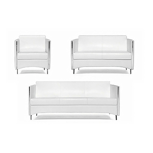 Sidney <b>White</b> 3-Piece Office <b>Sofa</b> Modern European <b>Design</b> PU <b>Leather</b> Cover with Wooden Frame for Home Apartment Hotel Living Room - Product Image 1