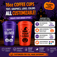 Gobelet à café en plastique personnalisé avec logo, 16 oz, gobelet d'Halloween avec couvercle, finition mate, gobelet réutilisable, vente en gros directe d'usine