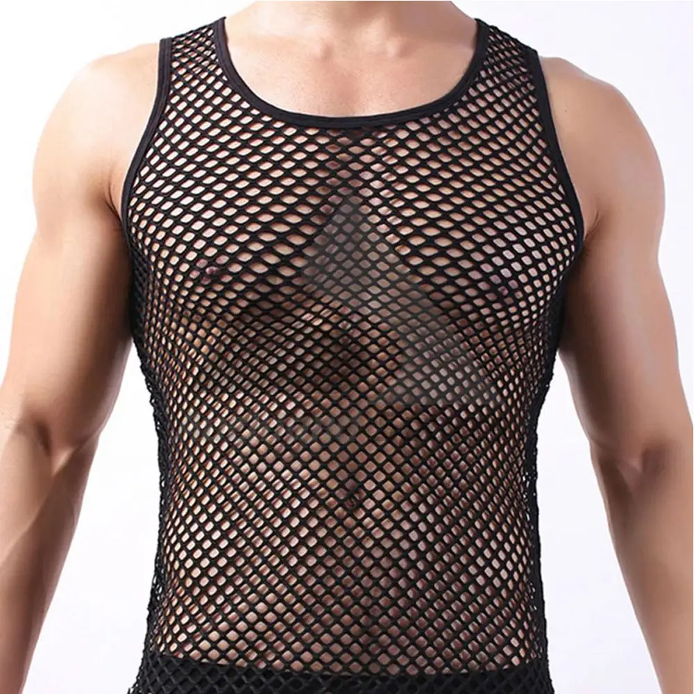 Men's New Arrival net type customized Male Solid Singlet Breathable Vest O-neck Sleeveless Slim Fit Tank Vest Gym Singlet