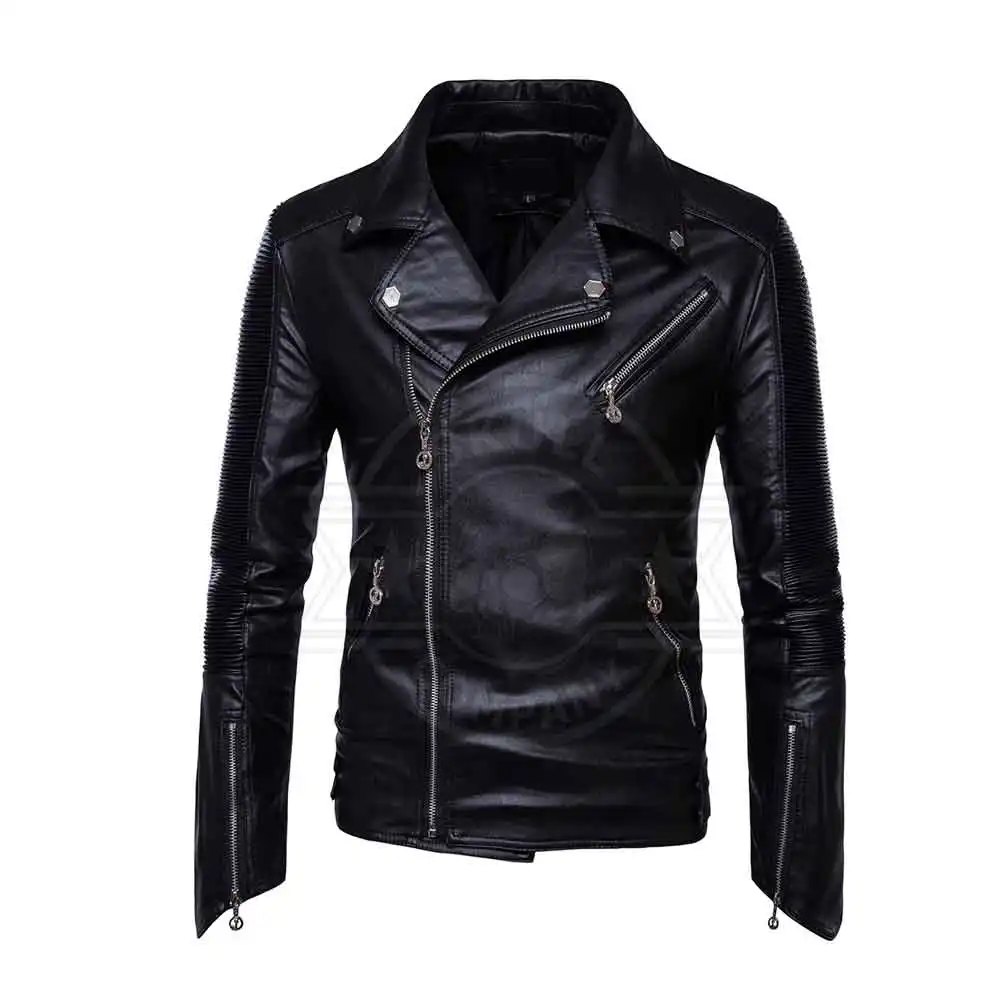 Light weight Men Leather Jacket Durable Casual Plain Windproof Leather Fashion Jacket Made In Pakistan