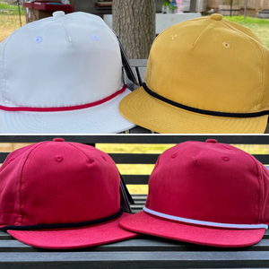 Sombreros de papá Logotipo personalizado Gorra de béisbol de 5 paneles y sombrero con parche bordado deportivo Bill plano Hydro Etiquetas tejidas impermeables Cuerda de golf - Product Image 2