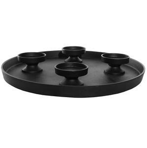 Porte-bougie de l'Avent polyvalent à 4 lumières en métal, plateau rond en fer noir, centre de table durable pour décorations de fêtes et restaurants - Product Image 1