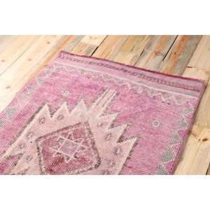 3x10,1 ft Herki Vintage Rug, <b>Red</b> Solid Turkish Rug <b>Wool</b> - Product Image 5