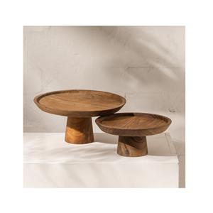 Traditional Wooden <b>Carved</b> Cake Stand For Bakeware & Table Decoration Natural <b>Wood</b> Color Round Shape Cup Cake Stand - Product Image 1