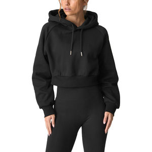 Sudaderas con capucha para mujer, ropa de calle, sudaderas con Top corto, ropa de invierno informal, sudaderas con capucha recortadas personalizadas de lana de manga larga - Product Image 2