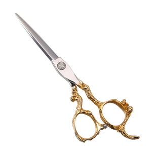 Ciseaux Dragon Ciseaux de coupe de cheveux dorés manche décalé vis ciseaux de salon de coiffure coupe de cheveux en acier inoxydable - Product Image 1