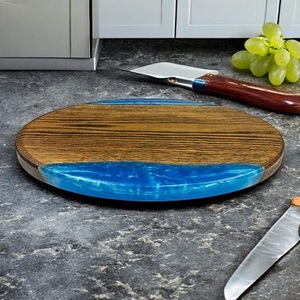 Factory Wholesale Epoxy Resin Serving Tray Resin Acacia Wood Wooden Platter with Resin Art - Product Image 1