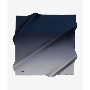 Navy Grey Gradient Satin <b>Silk</b> <b>Scarf</b>-Luxury Designer Medium Length - Product Image 1