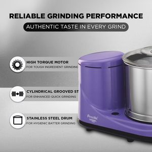 Preethi 150W 2L <b>Stainless</b> <b>Steel</b> <b>Table</b> Top Wet Grinder for South Indian Batter - Product Image 3