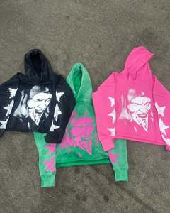 เสื้อครอปมีฮู้ดของผู้ชายผ้าคอตตอน100% ฟอกสีกรดพิมพ์ลายหน้าจอแนววินเทจผลิตตามสั่ง - Product Image 4
