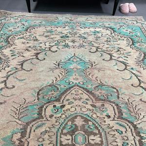 Alfombra de 6.1x10 pies, Alfombra Turca Vintage Grande, Alfombra de Lana Azul - Product Image 4