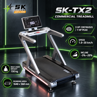 Treadmill Komersial SK dengan Area Lari 1570x600mm, Motor AC 3HP, Kecepatan 20 KPH, dan Kemiringan 20 Persen untuk Latihan Kardio di Gym