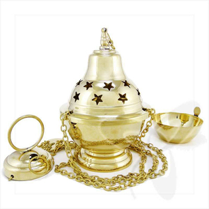 New Arrival Vintage Wholesale Large Size Bakhoor Burner Indian Handmade Solid Brass Gold Finished <b>Hanging</b> Chain Incense Burner - Product Image 1