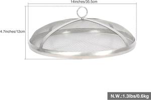 ฝาครอบเตาไฟทรงกลมสแตนเลสพร้อมตะแกรงและหูจับ สำหรับลานบ้านกลางแจ้ง ป้องกันเศษไฟกระเด็น - Product Image 5