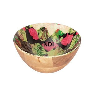 Tazón de servidor de ensalada de fruta profunda redondeada de estilo clásico Pasta o fideos Cuenco de madera para servir Restaurante Uso de catering - Product Image 1