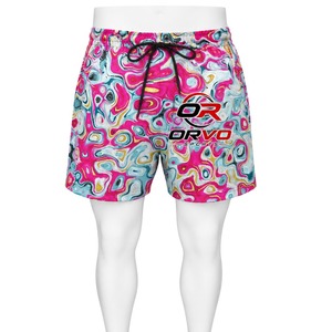 ORVO SPORTS Men's Heat-Transfer Printed Board <b>Shorts</b> Quick Dry Mid Waist Drawstring <b>Swimwear</b> <b>Short</b> Length Polyester/Cotton - Product Image 1