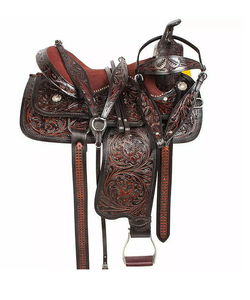 Calidad Premium 100% hecho a mano estilo inglés occidental sillín de cuero duradero para equitación deportes ecuestres entretenimiento - Product Image 3