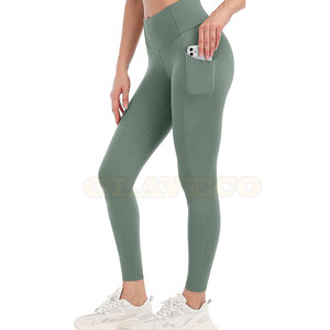 Premium Quality Solid Light Weight Breathable Quick Dry <b>Seamless</b> Elastic Waist Women Yoga <b>Leggings</b> Best Selling - Product Image 3