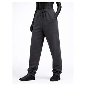 กางเกงวอร์มผ้าฟลีซสีดำแบบกำหนดเองสำหรับผู้หญิง เอวสูง มีเชือกผูก ยางยืดที่เอว ปลายขาจั๊มพ์ รับผลิตตามแบบ (OEM) ขายส่ง - Product Image 4