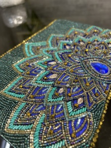 Pochette en toile de coton de conception florale de grande capacité pour femmes fermeture à bouton étanche Portable sac de soirée écologique - Product Image 2