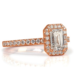 แหวนเพชรสีเขียวมรกต18K ประดับในห้องแล็บสีโรสโกลด์ตัดเพชรล้อมรอบด้วยพลอยผ่านการรับรองสำหรับงานแต่งงานหรืองานเลี้ยง - Product Image 2