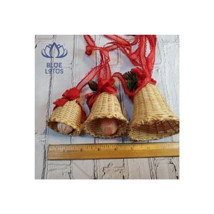 Festival de Navidad 2023 nuevo producto Vietnam mejor precio vacaciones Merry Rattan Bell decoración adornos Blue Lotus Farm - Product Image 1