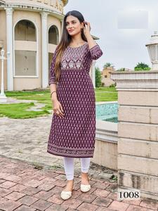 Fancy Rayon 14KG Foil Print con Secuencia de bordado Zari y colección de trabajo de hilo para mujer - Product Image 3