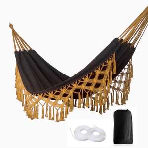 Hamaca Doble Antideslizante para Acampar al Aire Libre con Borlas, Gran Venta - Product Image 6