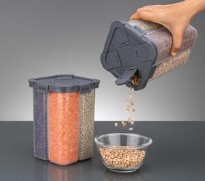 Boîte de rangement pour aliments, épices, collations, fruits secs, céréales, organisateur de cuisine, ensemble de boîtes en plastique durable à 4 compartiments, 2000 ml, hermétique - Product Image 2