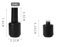 Vente en gros de flacons de vernis à ongles en verre noir mat de 15 ml, vides, style CND, pour vernis gel UV