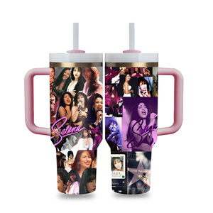 Vaso térmico personalizado con logo para exteriores, diseño de la cantante Selena Quintanilla, botella de agua de 40 oz, tazas, juego de regalo de tazas térmicas. - Product Image 4