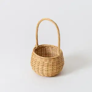 Premium kalite küçük rattan sepetleri çiçek vintage dokuma hasır söğüt kollu sepet