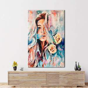 Tableau imprimé sur toile - Décoration murale abstraite florale vibrante, encadré style galerie - Product Image 1