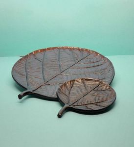 Vaisselle de table pour plateau de service à feuilles rondes en métal fait à la main Vaisselle de taille personnalisée en gros pour table de restaurant Ensemble de fête et d'événement - Product Image 5