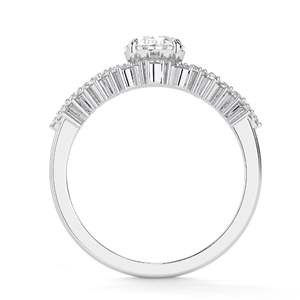 Solitario pesado de diamante de corte ovalado de 1,00 CT con acentos, anillo nupcial para mujer - Product Image 2