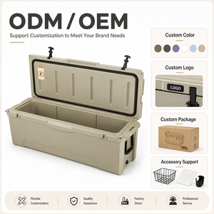 190QT Rotomold Lldpe <strong>Cooler</strong> <strong>Box</strong> Large Food Storage Plastic Container Refrigeration Ice Detention <strong>on</strong> <strong>Wheels</strong> - Product Image 3