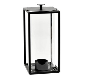 Linterna moderna de granja, escenas de vacaciones, acento decorativo, linterna negra y candelita perfumada, escaparate - Product Image 1