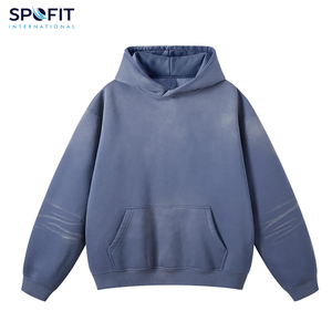 Custom Men Winter Zip Hoodie Sun Faded Vintage Design 100% Cotton 320 GSM Acid Wash Distressed Fleece Plain Dyed Eco-Friendly - Product Image 3