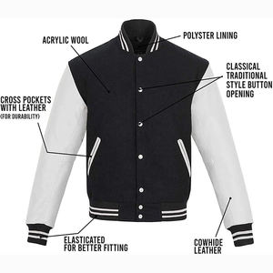 Vornex Industry Customized <b>Men's</b> Varsity Letterman Patchwork Baseball <b>Bomber</b> <b>Jacket</b> With Embroidery Breathable Winter Design OEM - Product Image 6