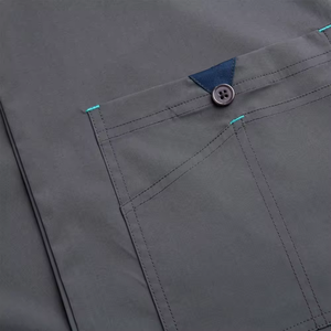 Ensembles de gommage médical de poche cargo tissé unisexe gris respirant col en V haut Logo personnalisé aiguille de gommage d'hôpital professionnel - Product Image 6