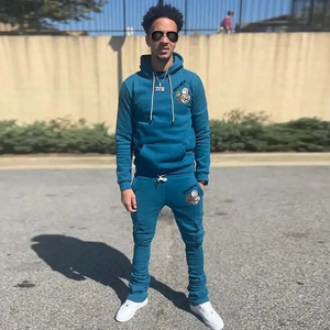 Ensemble de survêtement streetwear d'hiver à capuche de qualité supérieure, broderie personnalisée, deux pièces pour hommes, pantalons de jogging superposés - Product Image 3