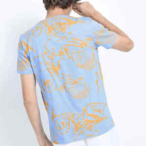 Latest Price <b>Printed</b> 100% Cotton Short Sleeves Men Shirt Breathable Casual Wear Men T Shirt - Product Image 4