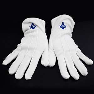 Vie quotidienne 100% coton blanc personnalisé doux respirer disponible confortable gants maçonniques à la mode avec Logo gants blancs en coton - Product Image 3