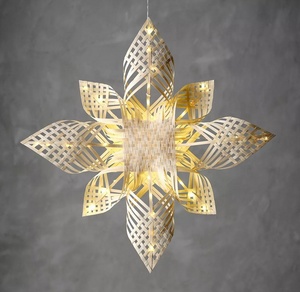 Christmas Tree Topper Star hanging decoration woven bamboo <b>snowflakes</b> handmade bamboo star hanging <b>light</b> wall decor - Product Image 1