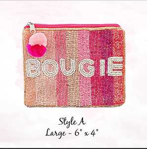 Bouige กระเป๋าใส่เหรียญประดับลูกปัด,กระเป๋าใส่เมล็ดสีดำทองสีชมพู - Product Image 2