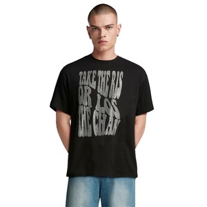 Top vente unisexe surdimensionné 100% coton T-Shirt goutte épaule strass transfert de chaleur impression Hip Hop Style hommes tissé T-Shirt - Product Image 1