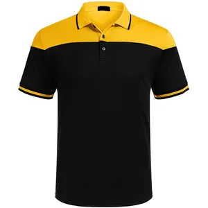 Новый новейший дизайн желтые черные футболки поло с воротником для мужчин с логотипом мужские хлопковые рубашки поло для мужчин