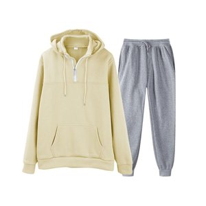 男装田径四分之一拉链连帽衫慢跑实心运动服男装<span class=keywords><strong>2</strong></span>件套，<span class=keywords><strong>L</strong></span> - Product Image 4