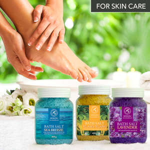 Ensemble de bain au sel de mer cristallisé Aromatika Sea Breeze avec Ylang-Ylang et Lavande pour le soin du corps, 3 x 400g, kit relaxant - Product Image 6